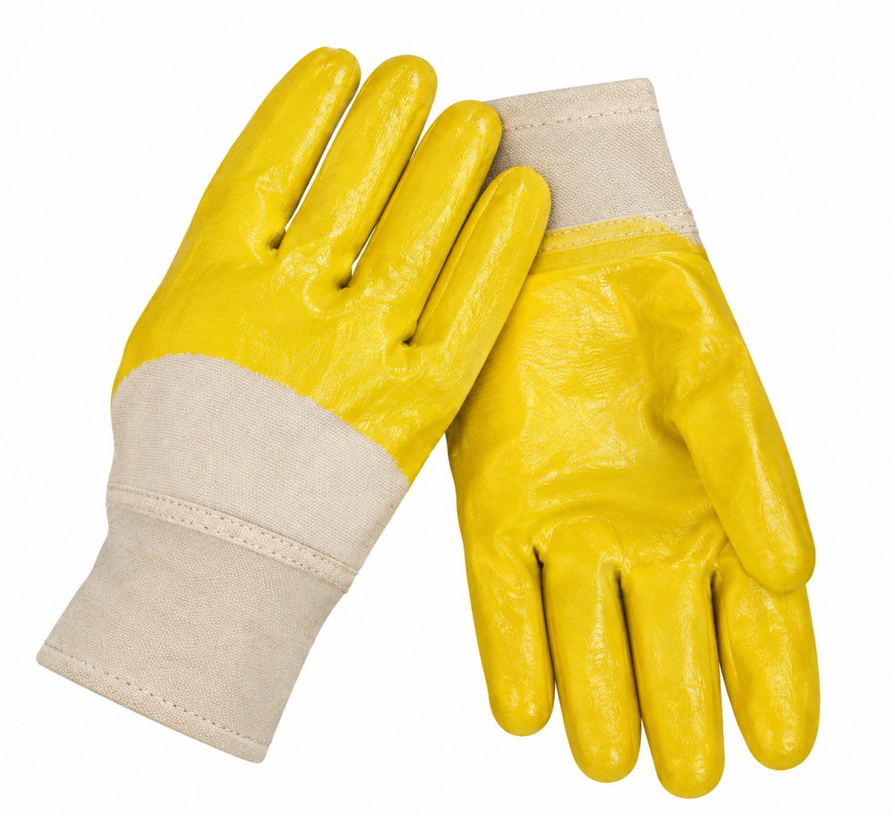 807n - Handschuh Nitril Strickbund gelb